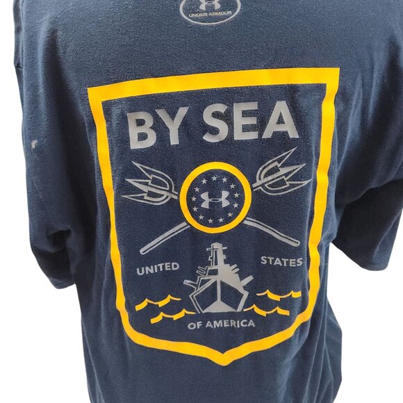 Under Armour Mens HeatGear Loose Fit T-Shirt "By Sea" Navy Blue Size L - Picture 5 of 9